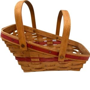 Longaberger Handwoven Red Yuletide Greetings Traditions Basket 1991 Christmas